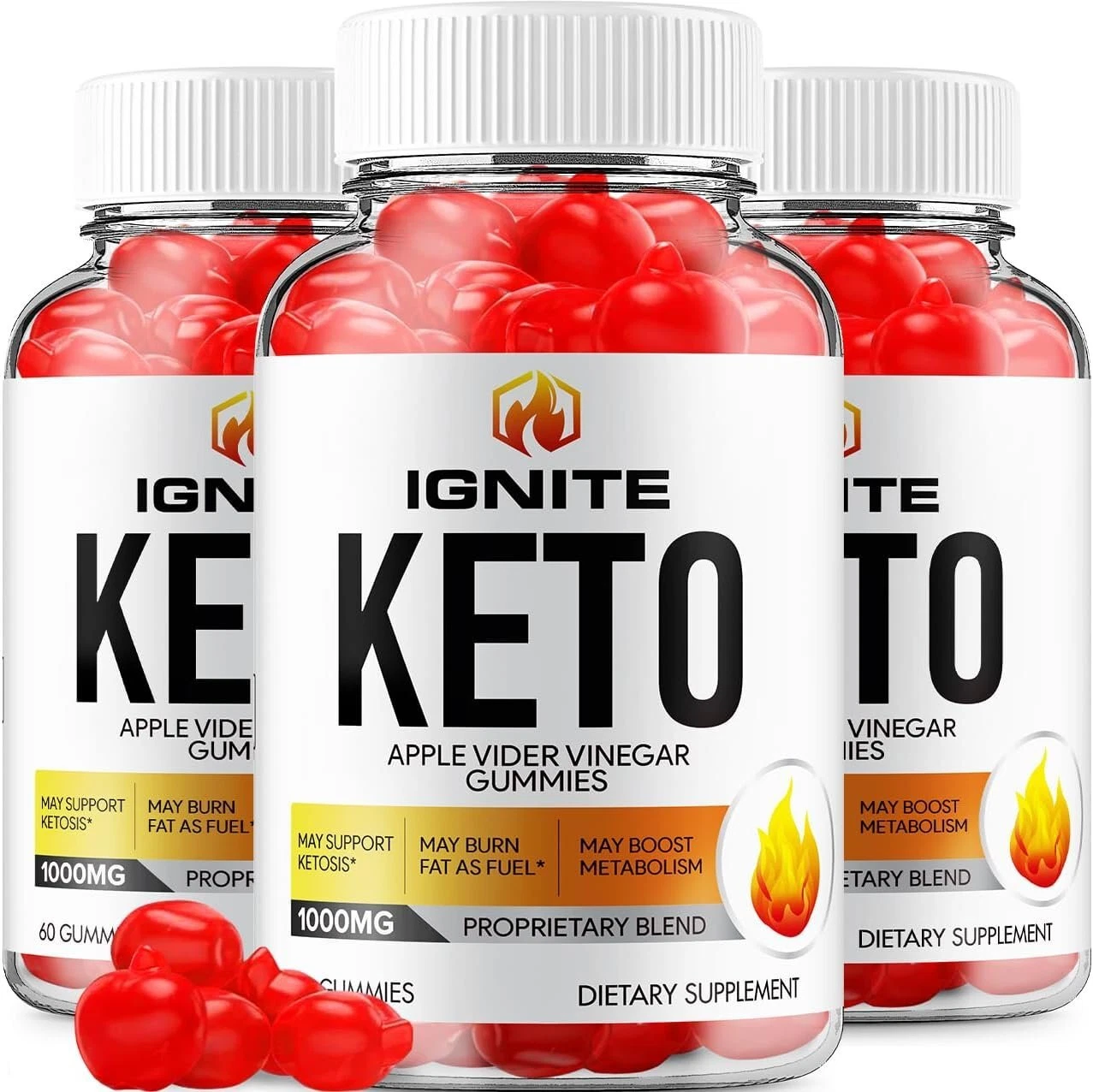 (3 Pack) Ignite Keto ACV Gummies - Official - Keto Ignite ACV Advanced...