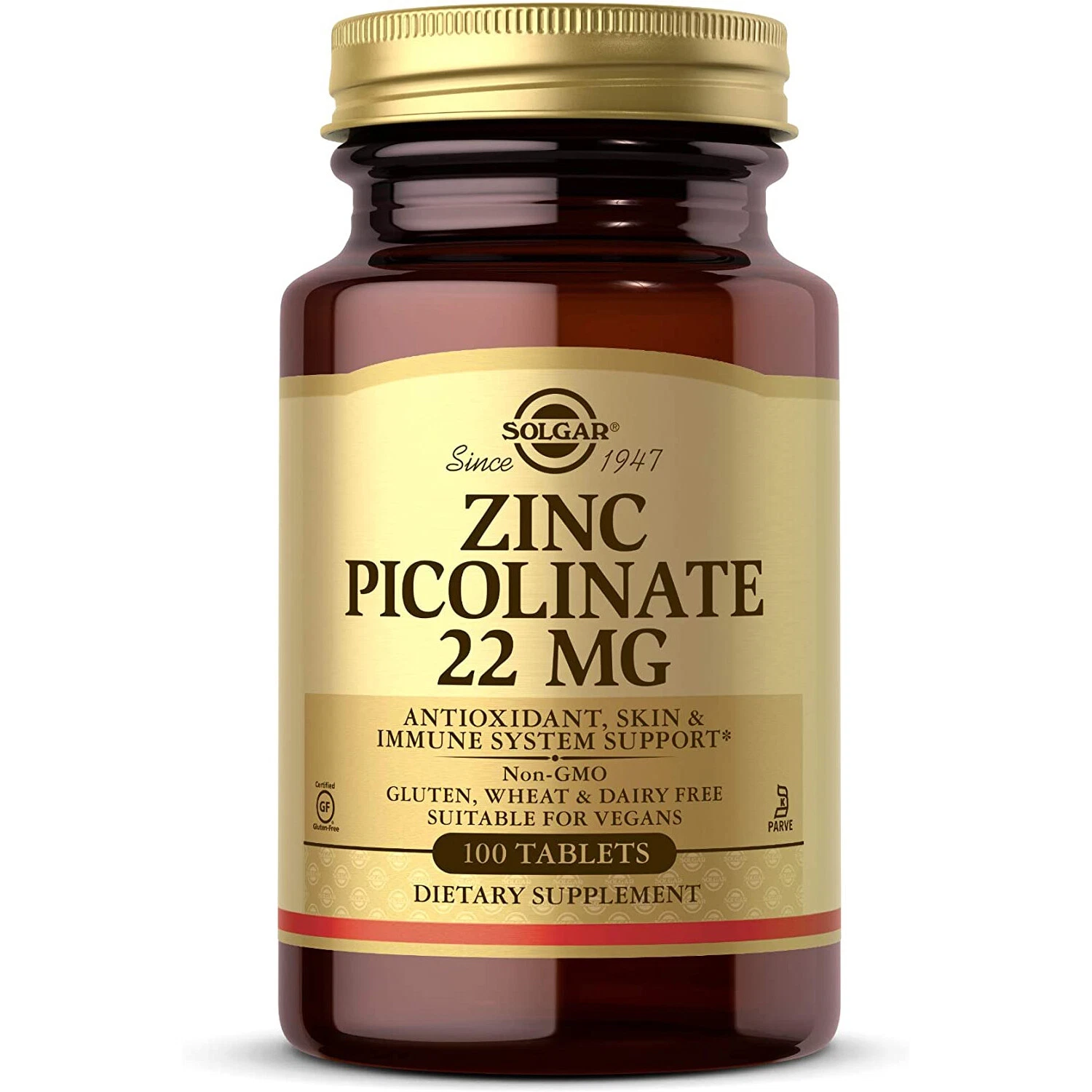 Solgar Zinc Picolinate 22 mg, 100 Vegan Tablets