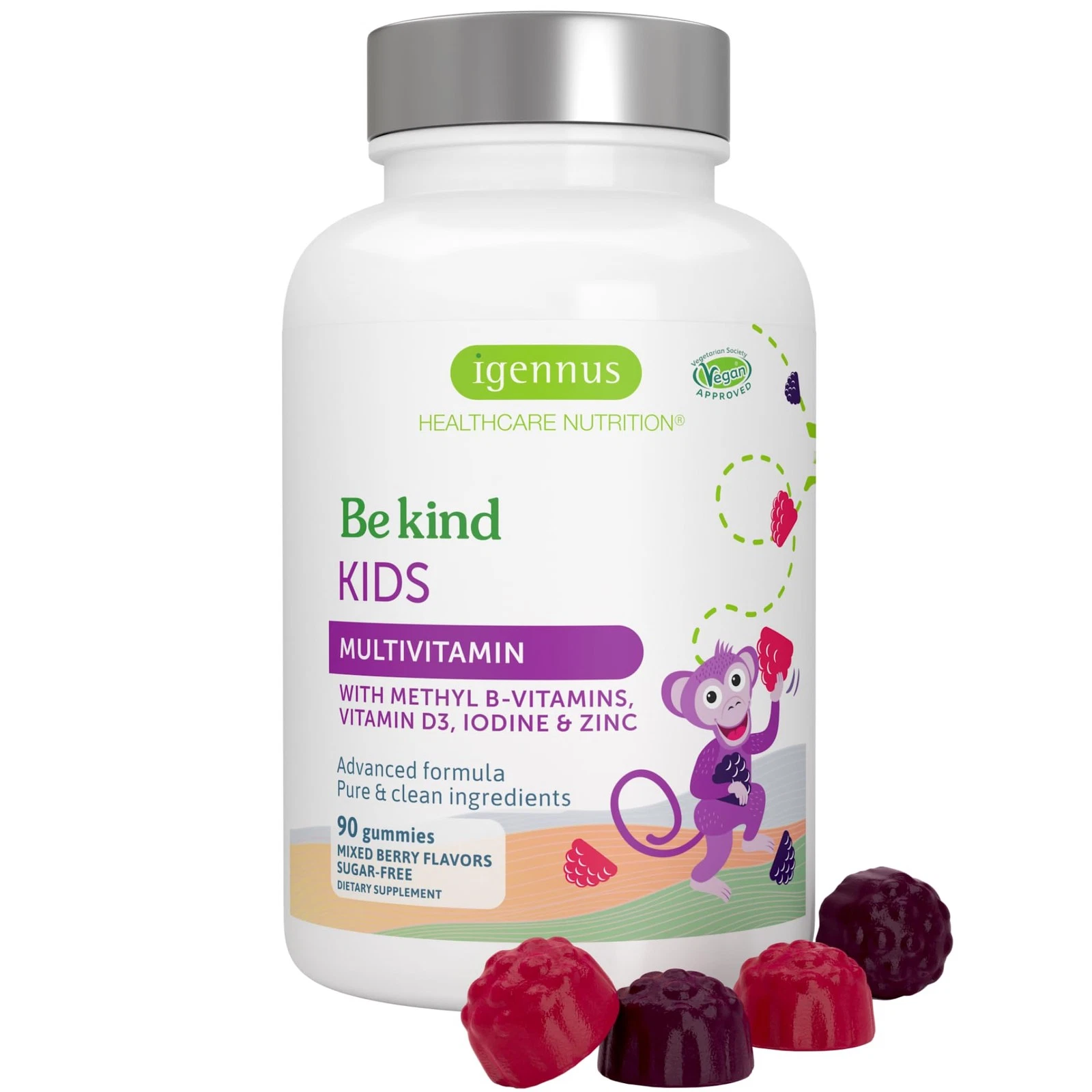 Igennus Methylated Kids Multivitamin Gummy MTHFR Supplement with B-Vitamins &...