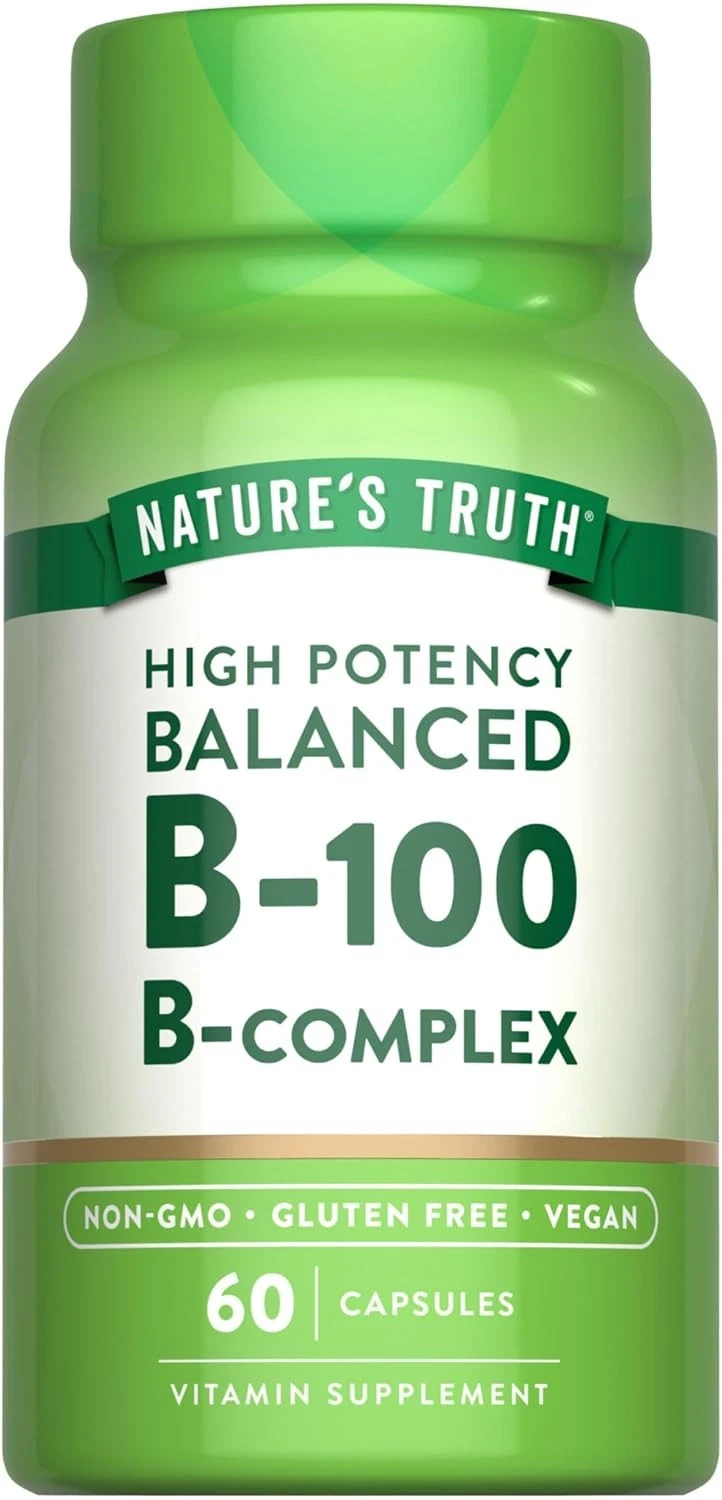 Vitamin B-100 Complex | 60 Capsules | High Potency | Non-GMO | by Nature's Truth