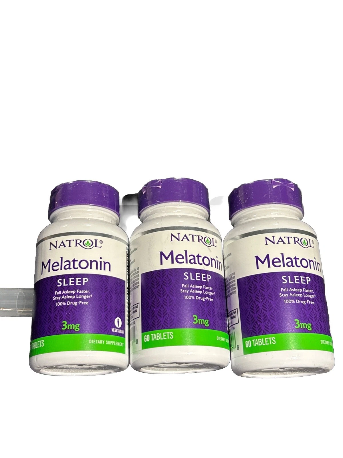 3X Natrol Melatonin for Sleep - 3mg 60 Tablets Vegetarian 100% Drug Free 180 Tab