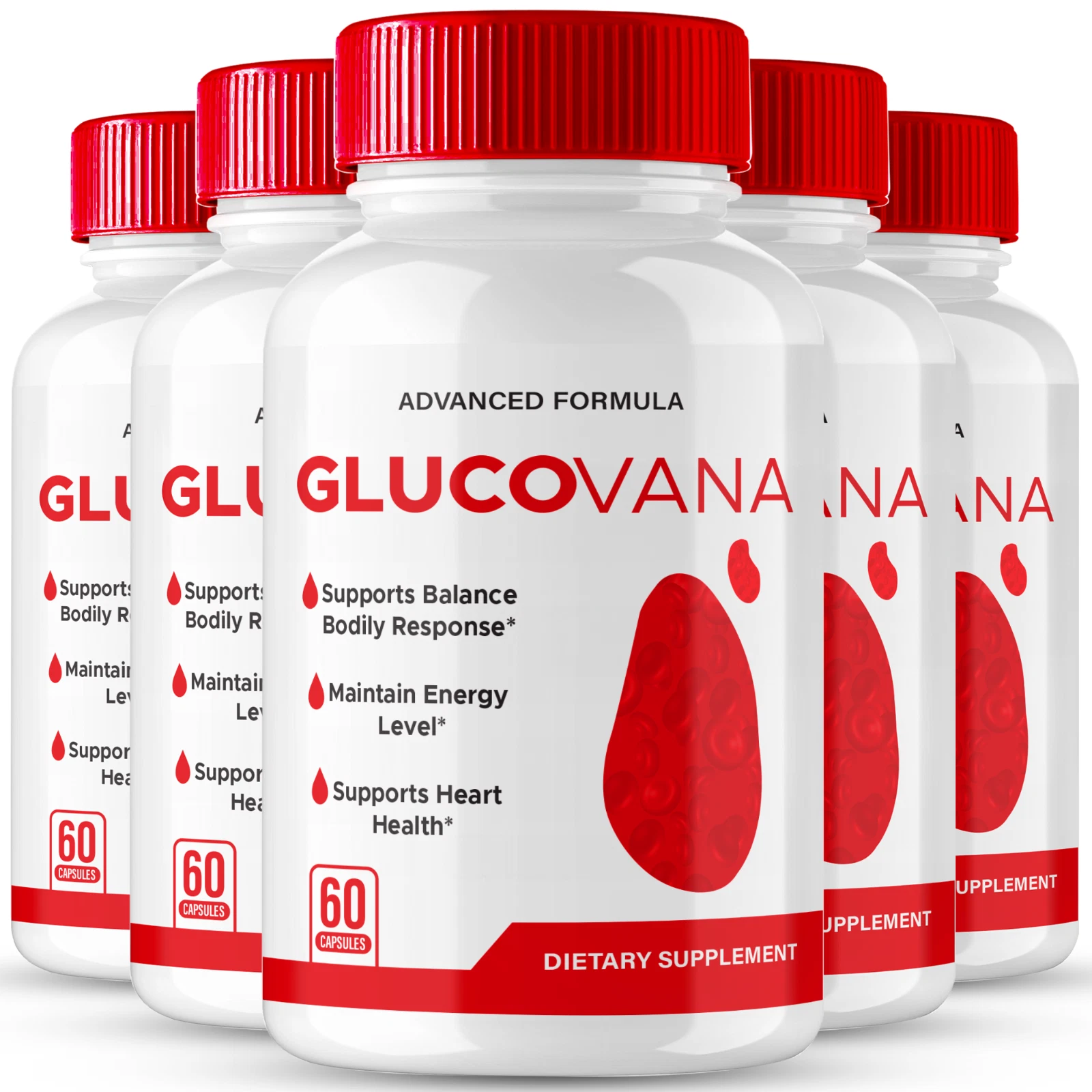 (5 Pack) Glucovana Blood Health Pills for Managing Blood Sugar & Pressure Levels