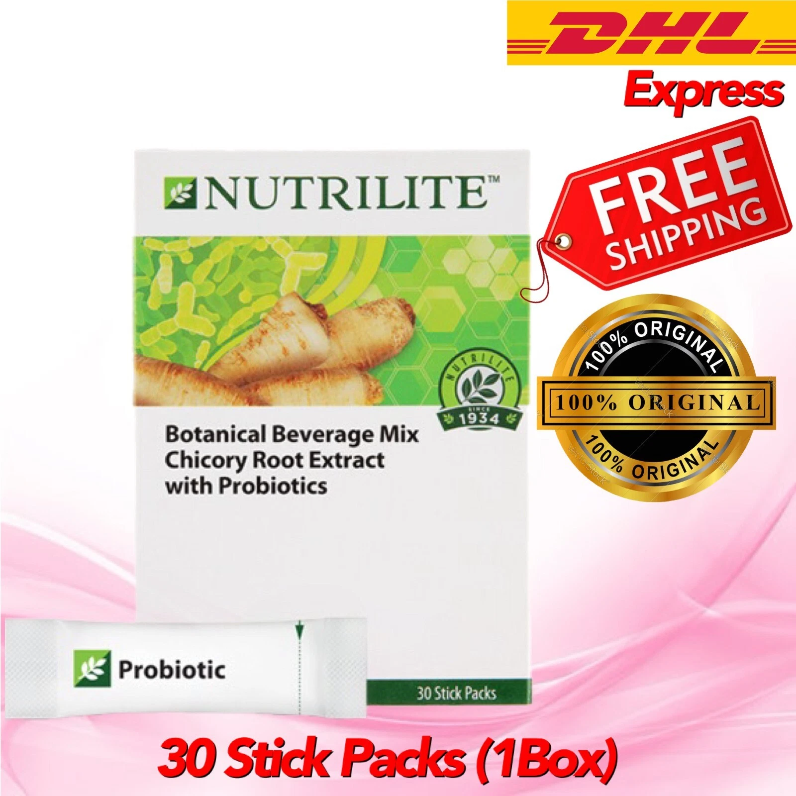 30 Sticks NUTRILITE Botanical Beverage Mix Chicory Root Extract With Probiotics