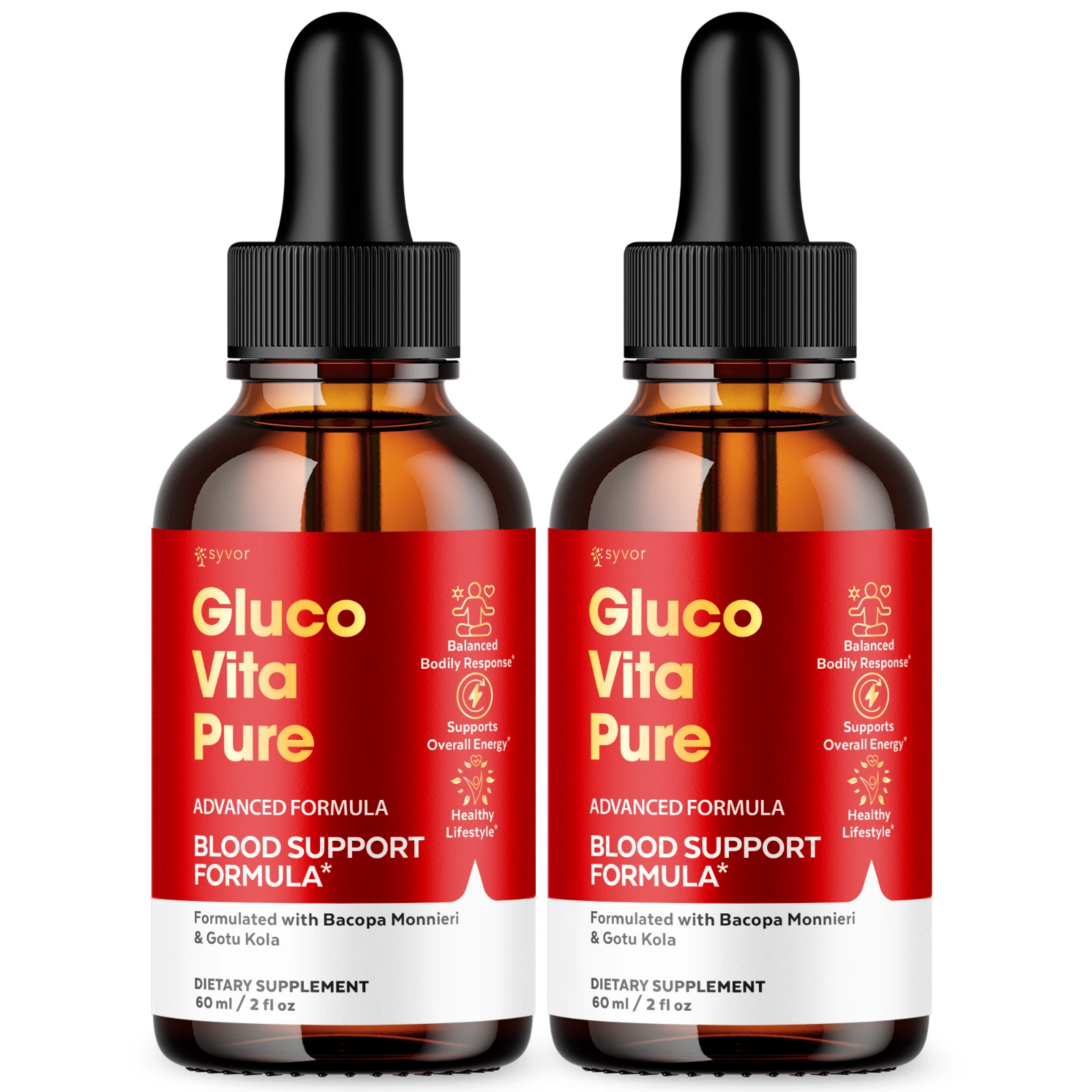 (2 Pack) Gluco Vita Pure Blood Support Drops Advanced Vitamin Supplement 2ML
