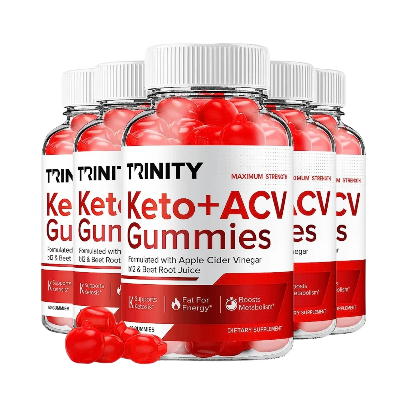 5-Pack Trinity Keto ACV Gummies, Vegan, Weight Loss Supplement - 300 Gummies