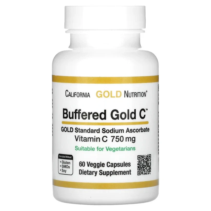 California Gold Nutrition Buffered Gold C Vitamin C 750mg Vegetarians 60pcs NEW