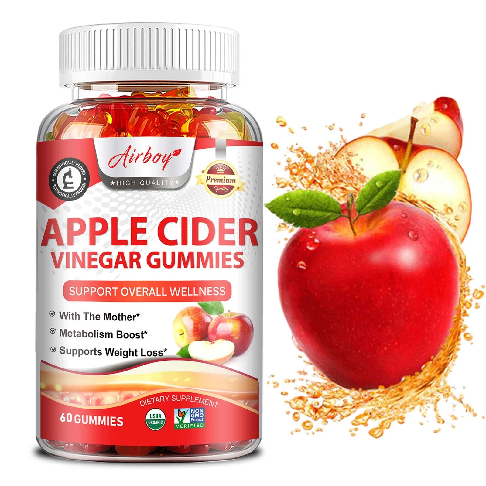 Apple Cider Vinegar Gummies 500mg - Fat Burner, Weight Loss, Weight Management