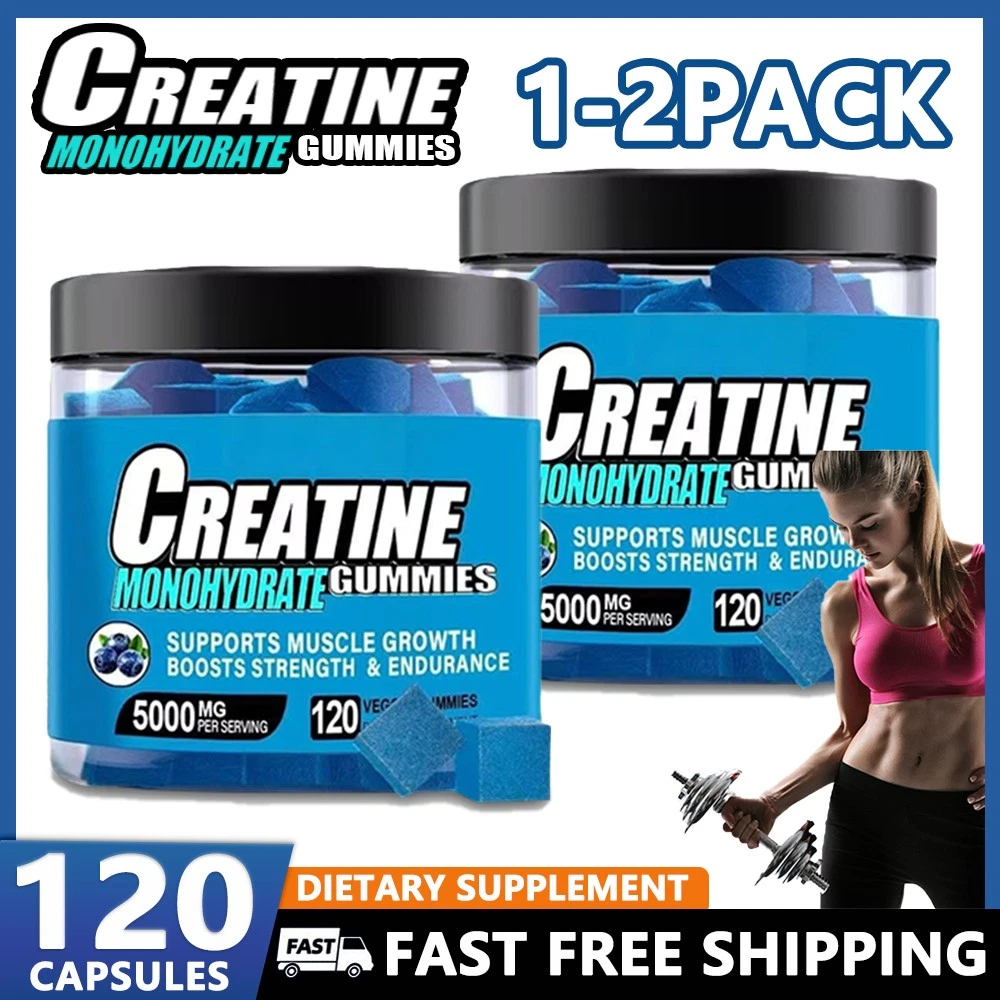 1-2PACK Creatine Monohydrate Gummies Flavor Energy Boost Improve Muscle Muss