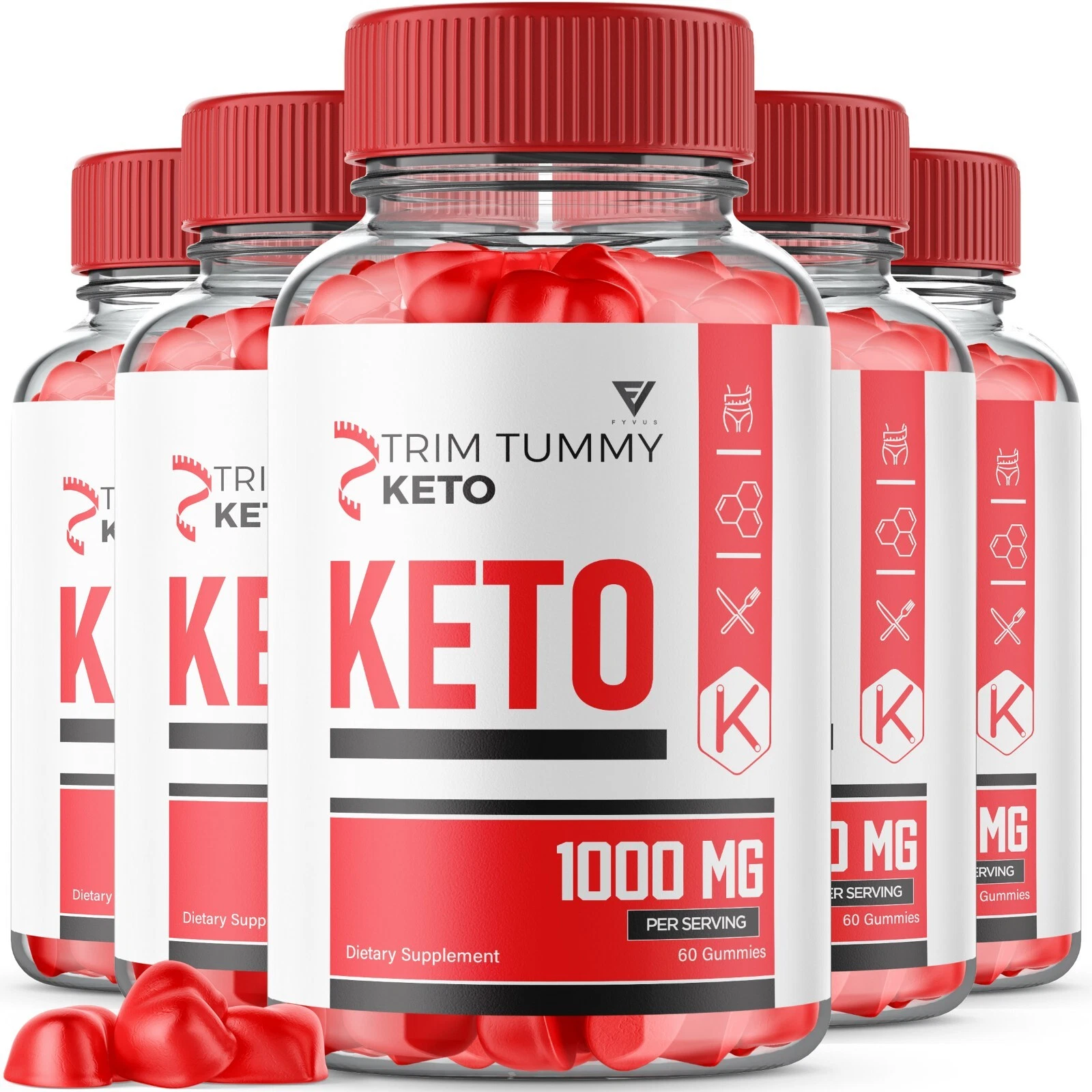 (5 Pack) Trim Tummy Keto ACV Gummies TrimTummy Maximum Strength (300 Gummies)