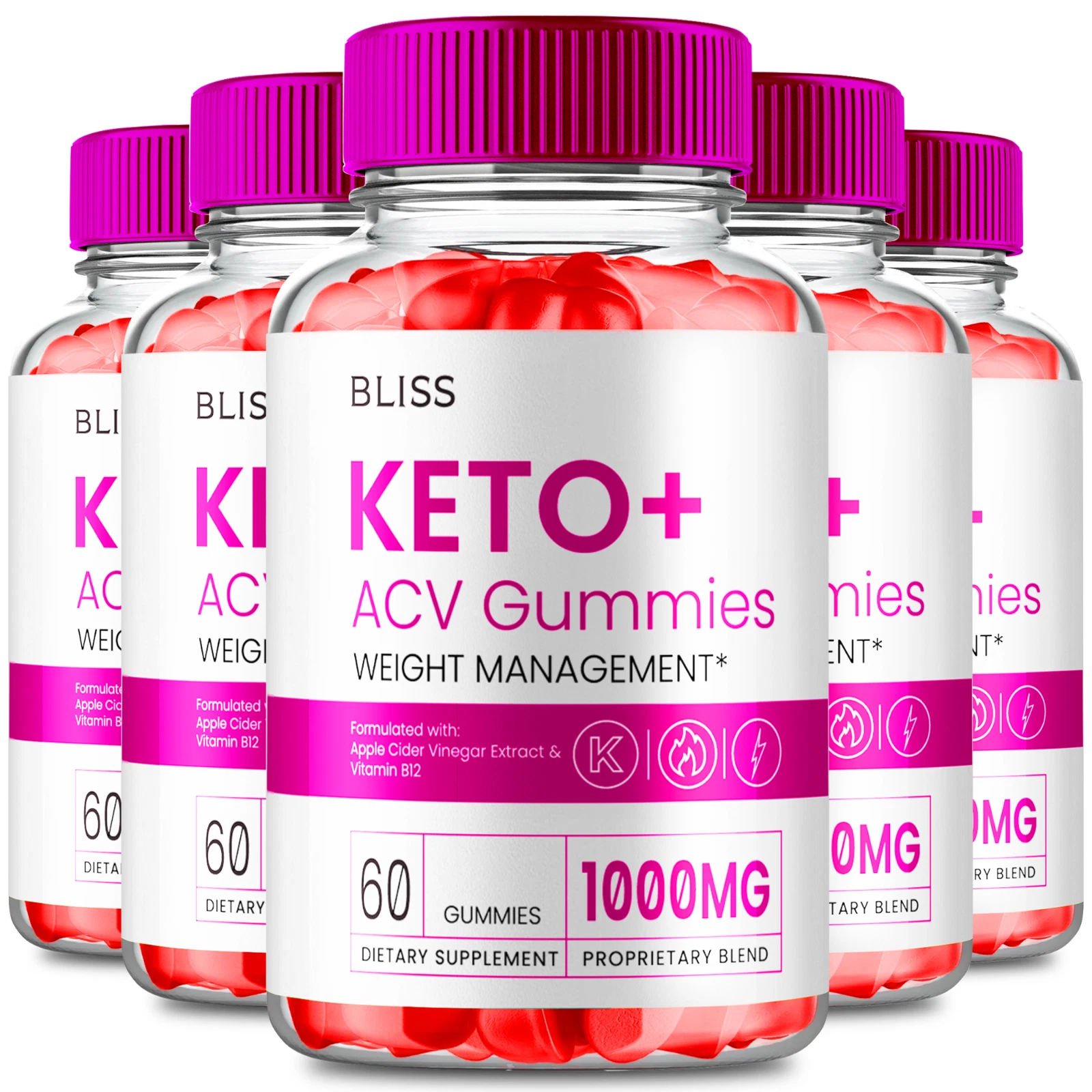 (5 Pack) Bliss Keto Gummies, Bliss Keto ACV Gummies Weight Loss (300 Gummies)