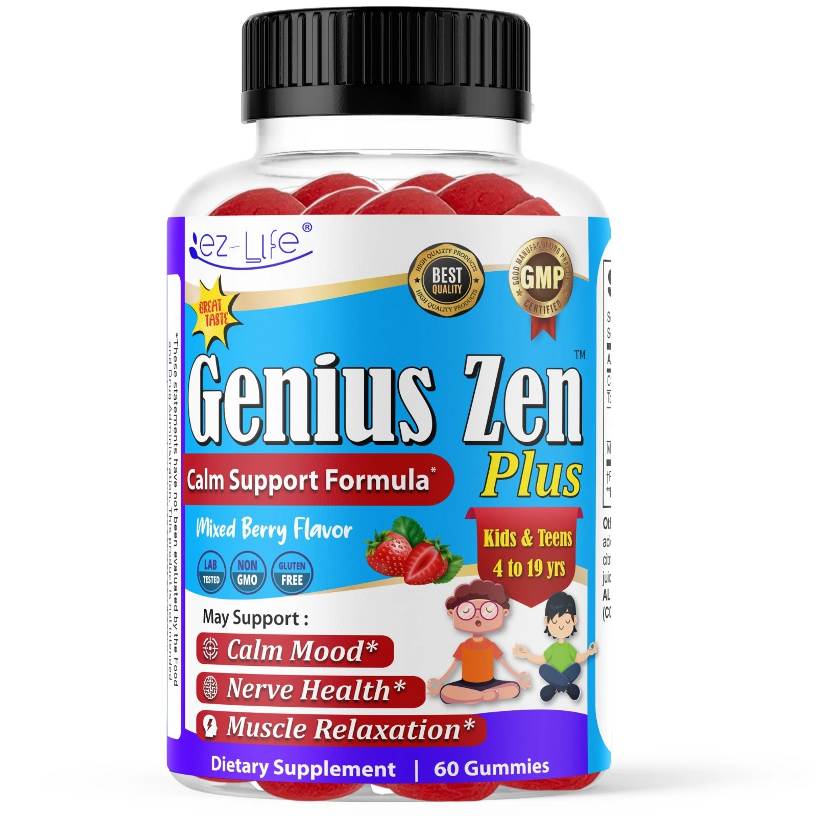 Ez-Life Kids Magnesium Gummies – Calm, Stress Relief & Sleep Support – 60