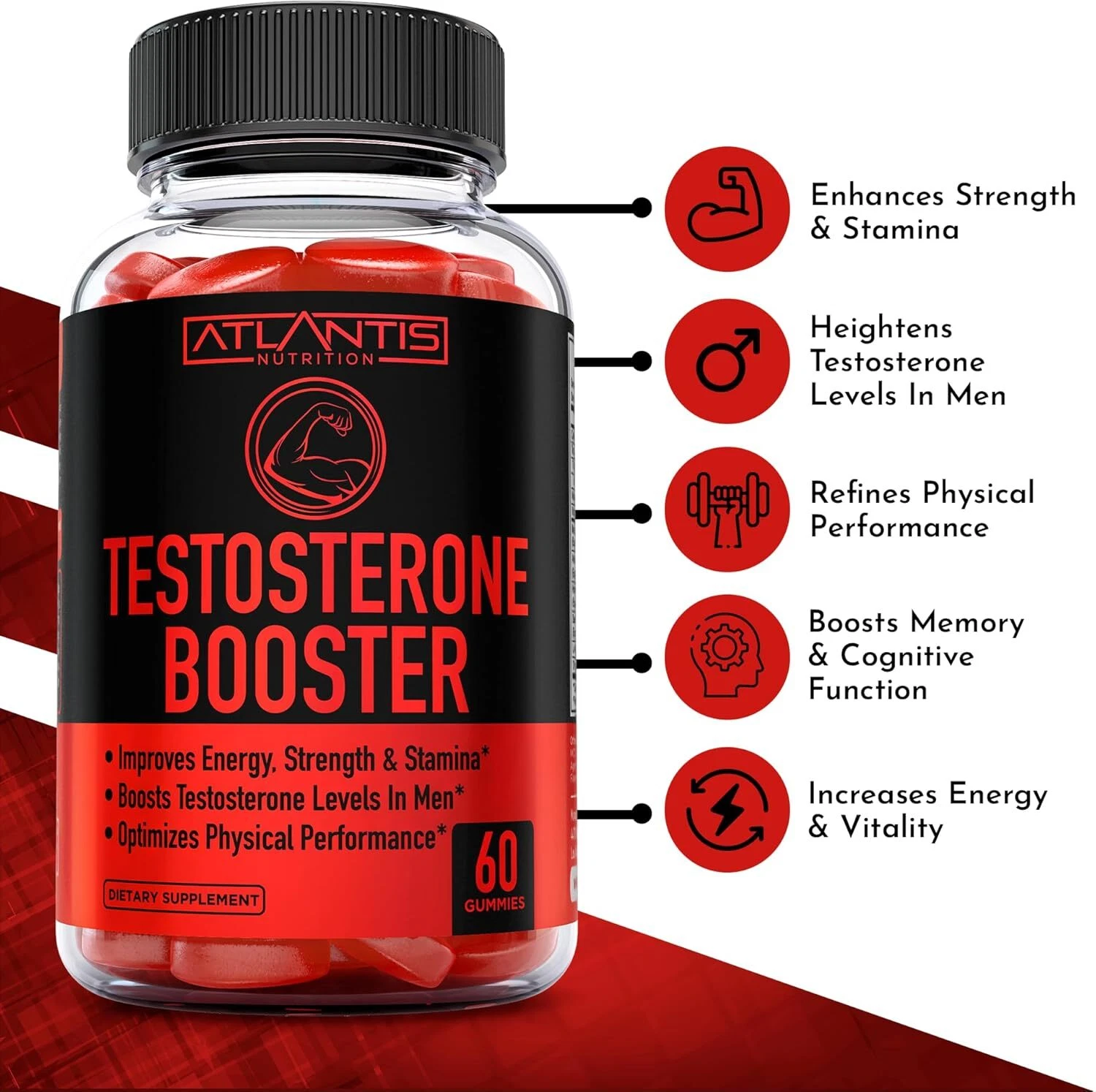 2 Pack of Testosterone Booster Male Enhancement, Boosts Energy 60 gummy