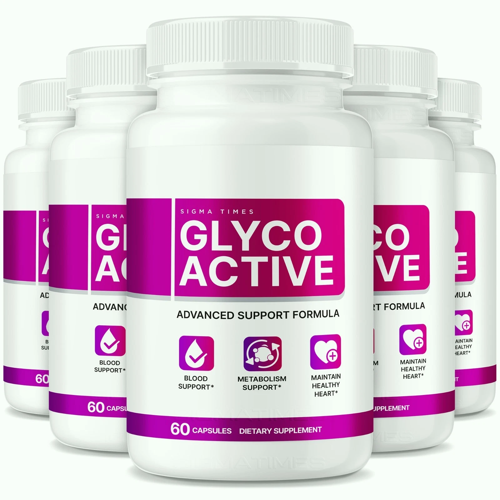 (5 Pack) Glyco Active Advanced Blood Aid Pills for Healthy Blood Levels