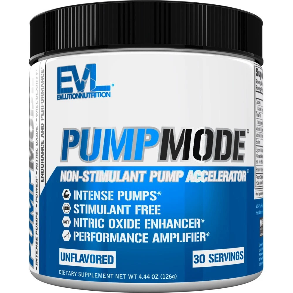 EVL PumpMode, Non-Stimulant Pump Accelerator, Nitric Oxide Unflavored 30srv