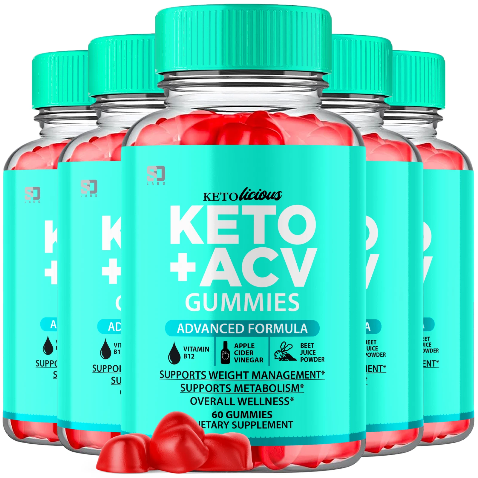 (5 Pack) Ketolicious Gummies - ACV Gummies For Balanced Lifestyle - 300 Gums