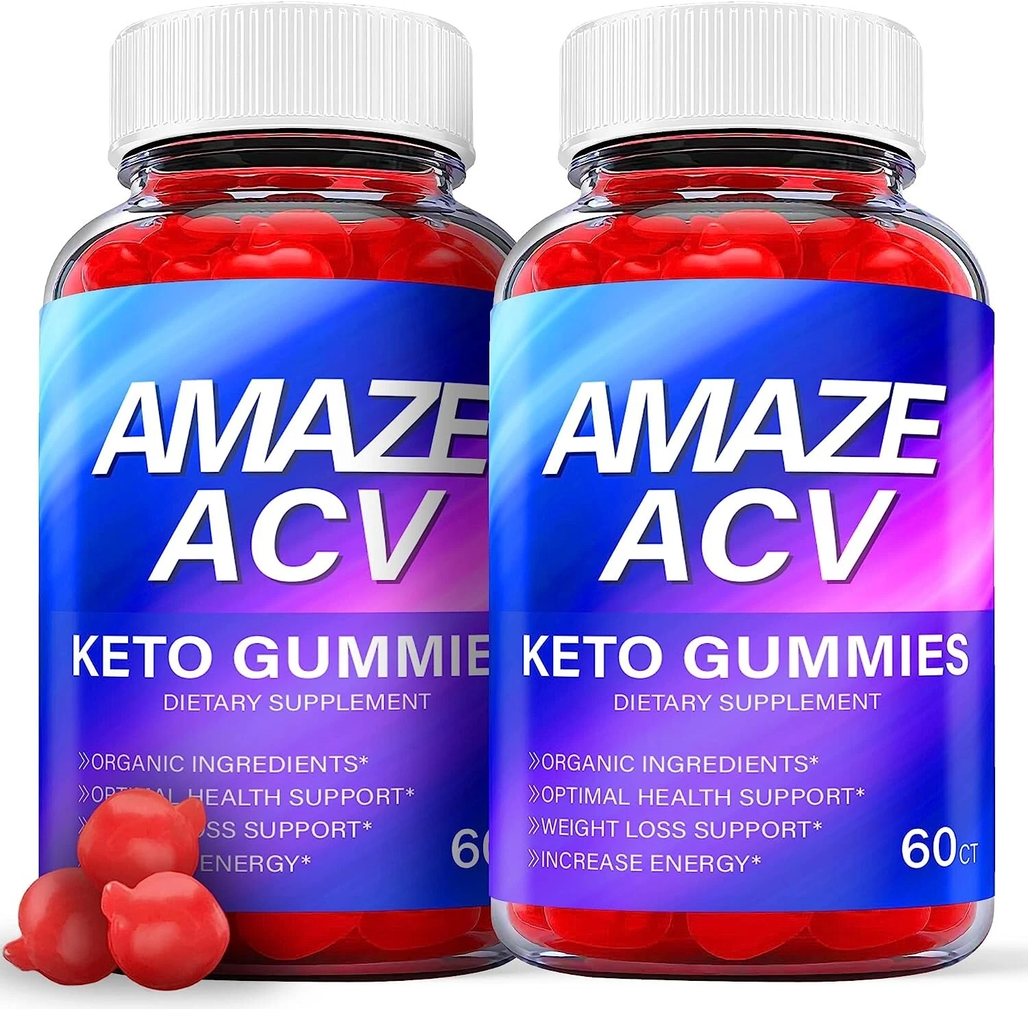 2 Pack - Amaze ACV Keto Gummies - Vegan, Weight Loss Supplement - 120 Gummies