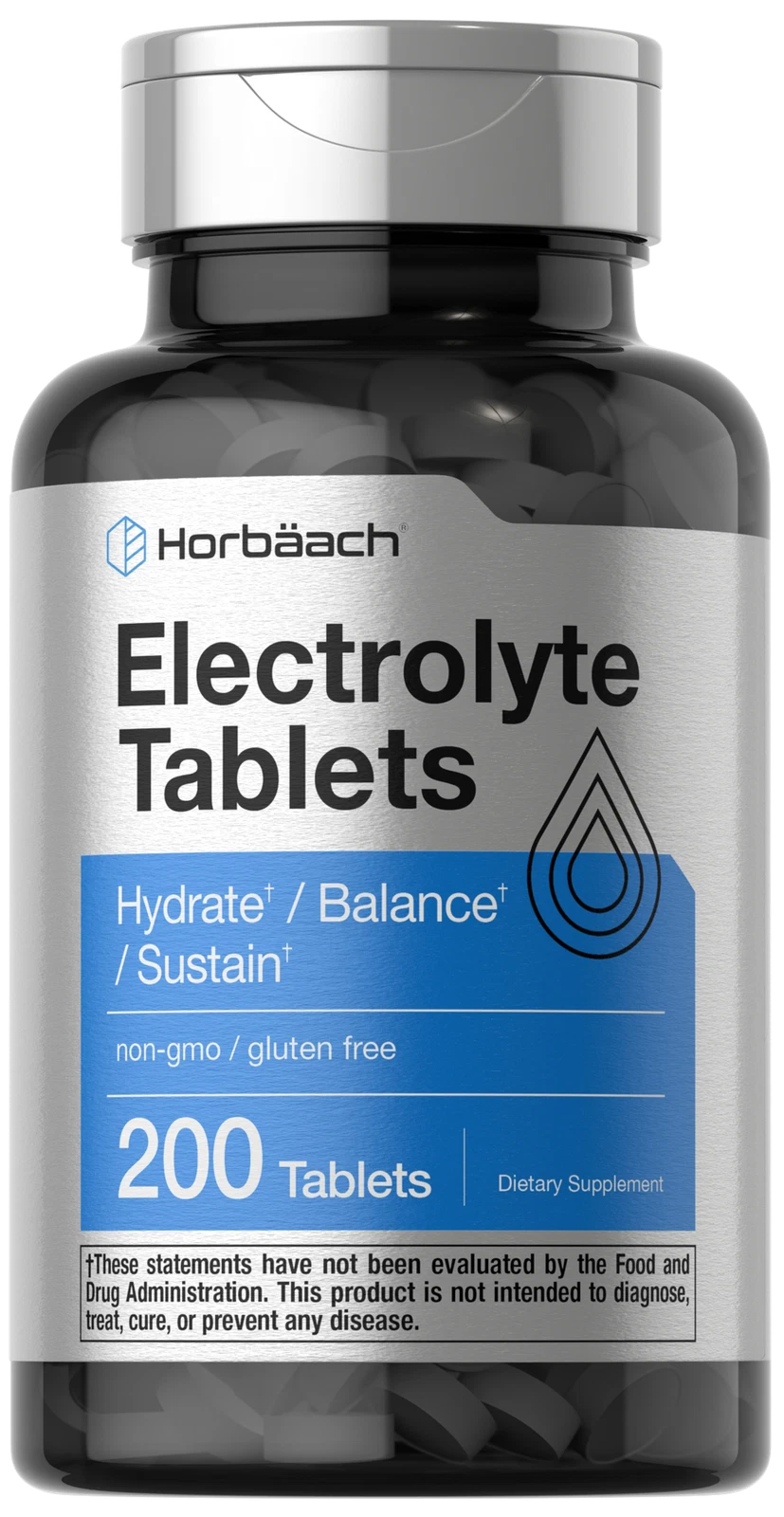 Electrolyte Tablets | 200 Count | Vegetarian, Non-GMO | by Horbaach