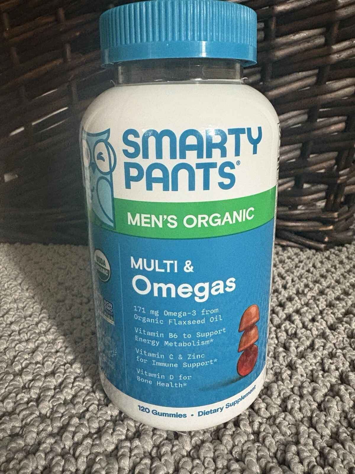 Smarty Pants Organic Men's Multi & Omegas Gummies 120ct Exp 7/26 SEALED VITAMINS