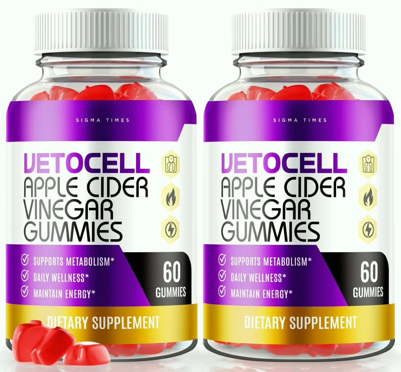(2 Pack) VetoCell Apple Cider Vinegar Gummies for Advanced Weight Loss & Energy