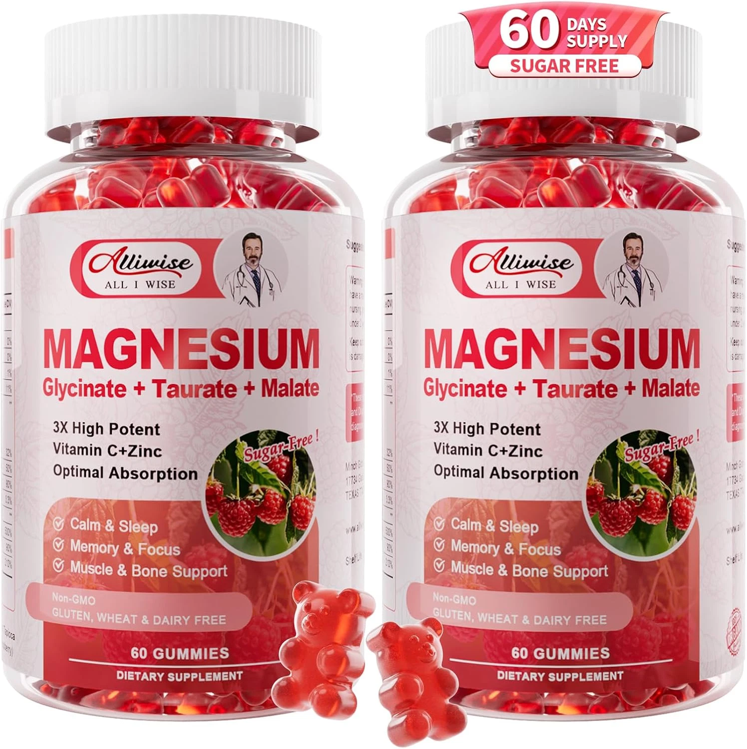 2Pack Magnesium Glycinate Gummies,Magnesium Potassium Supplement with Taurate...