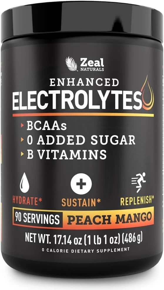 Enhanced Electrolyte Powder (Peach Mango | 90ct.) w/ 0 Sugar +BCAAs +B-Vitam...