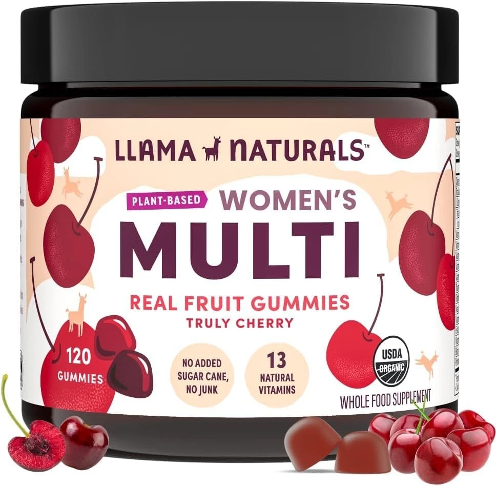 Llama Naturals Multivitamin for Women, Vegan, Organic Gummies with Vitamin D, C