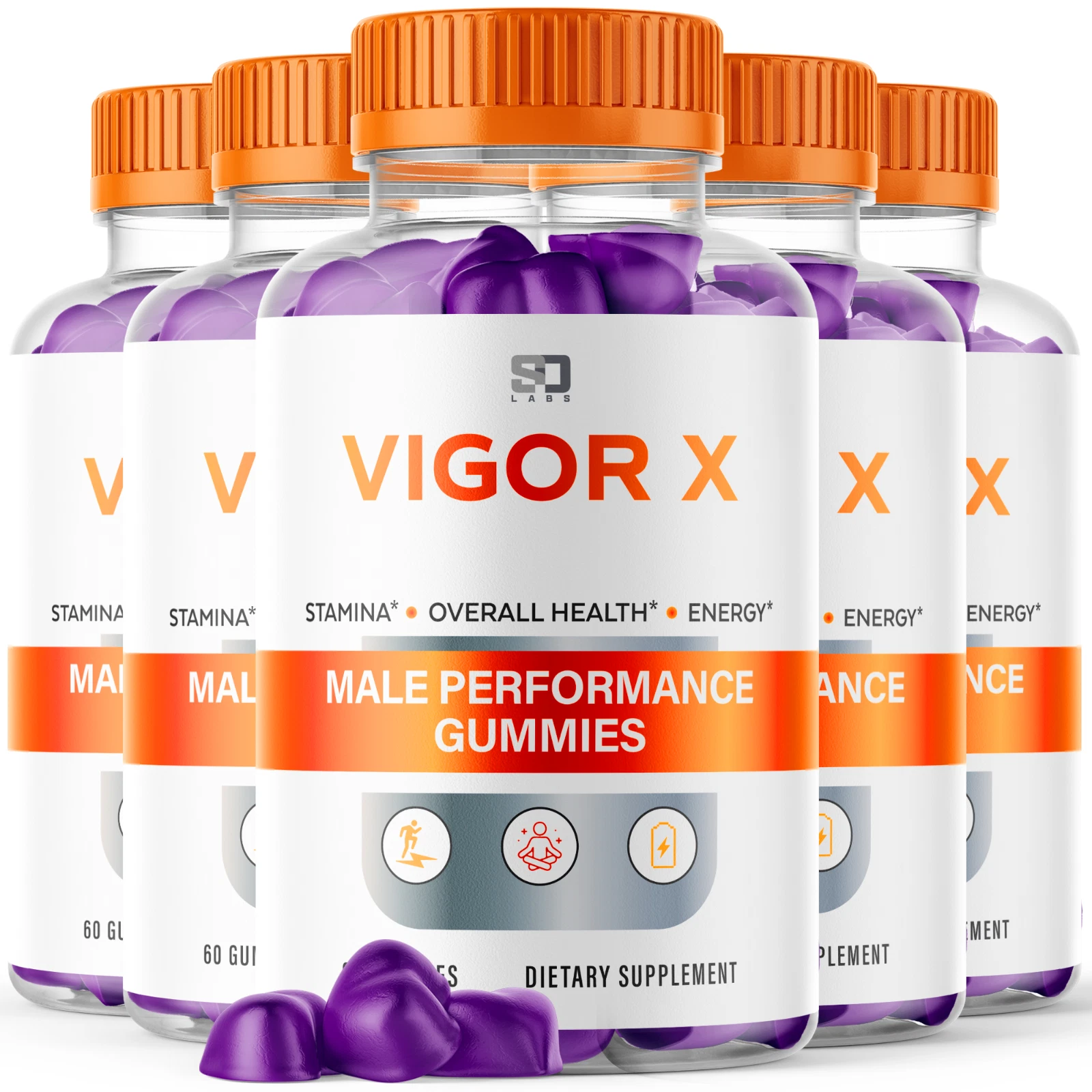(5 Pack) Vigor X Male Gummies - VigorX Enhances Energy, Vitality & Stamina 300ct