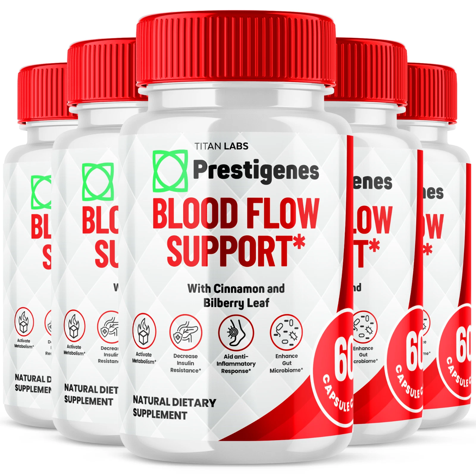 Prestigenes Blood Flow Support - Enhance Circulation and Vitality (5 Pack)