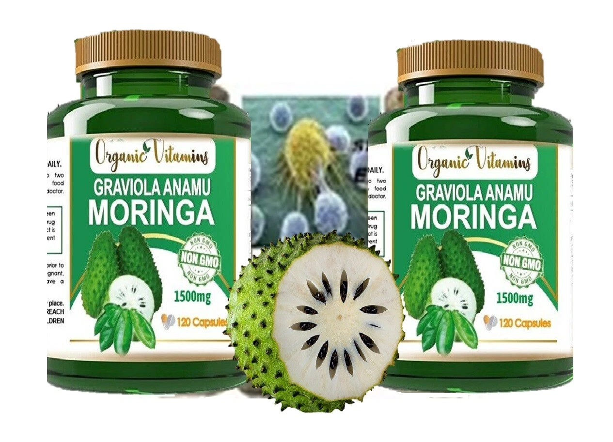 Graviola / Guanábana soursop Supplements 100% Natural 1500mg ANTIOXIDANTS 2 USA
