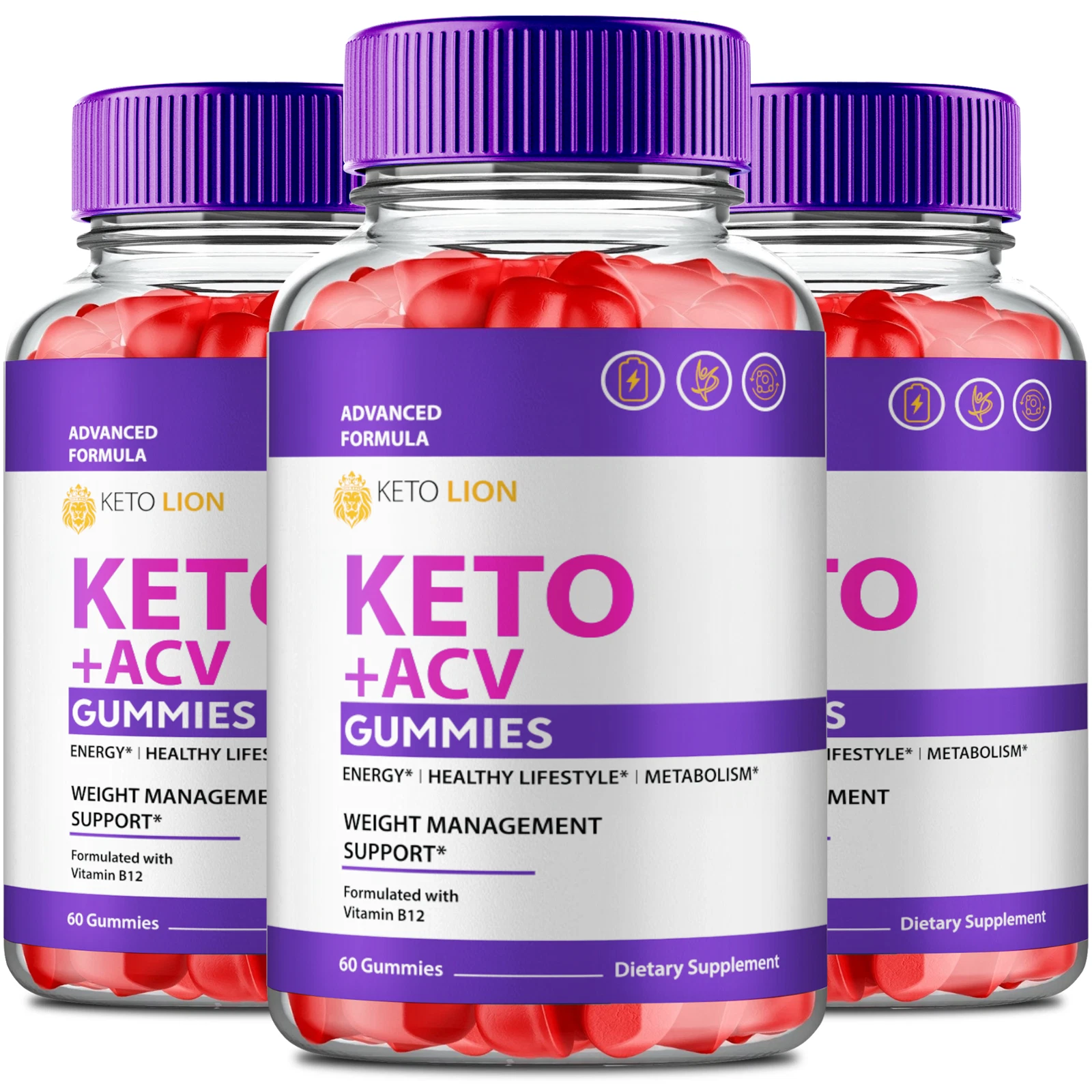 (3 Pack) Keto Lion Keto + ACV Gummies, KetoLion Advanced Weight Loss Gummy