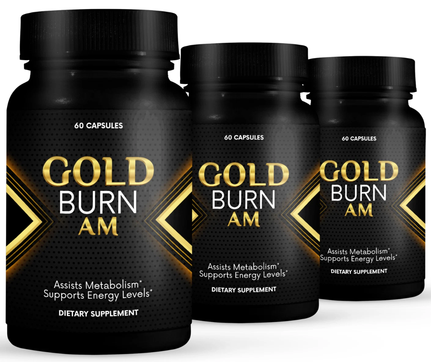 3 Pack Gold Burn AM, assists metabolism and support energy-60 Capsules x3
