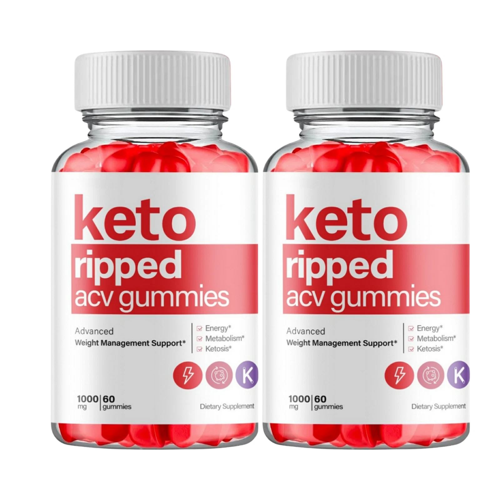 2-Pack Keto Ripped Gummies, KetoRipped Keto ACV Gummies Weight Loss -120 Gummies