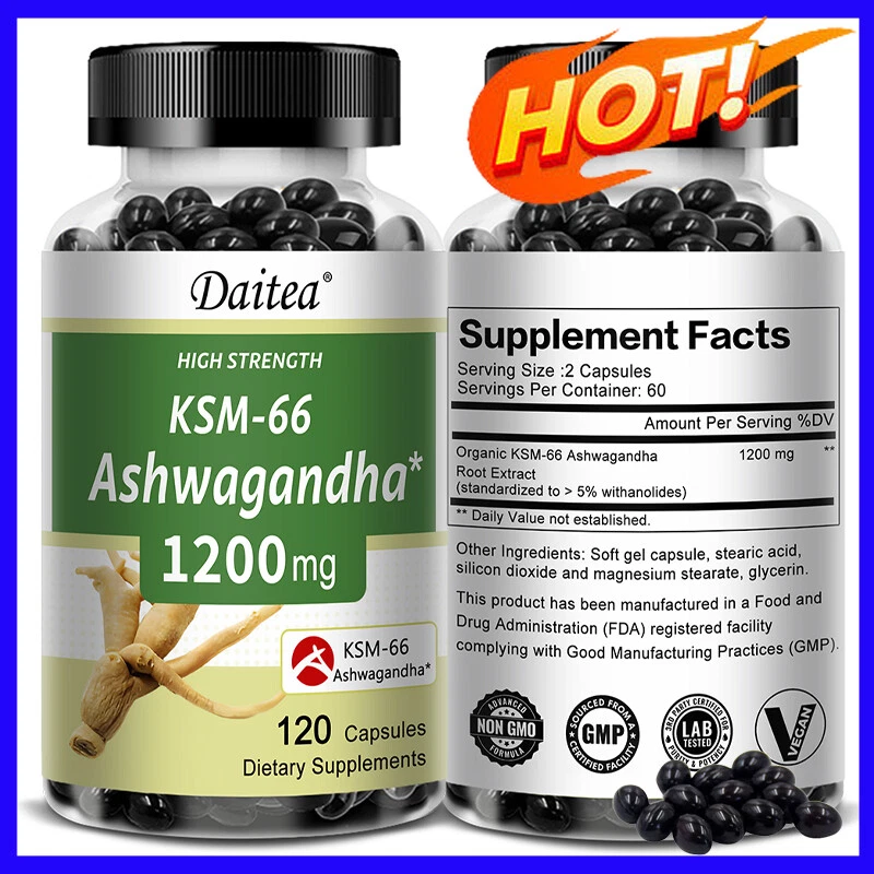 KSM-66 Ashwagandha 1200mg Capsules INCREASES STRENGTH&ENDURANCE,SUPPORTS MOOD