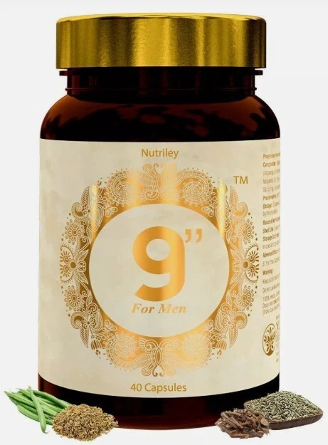 Nutriley 9 INCH Ayurvedic Capsules for Men 40 Count (Pack of 1)