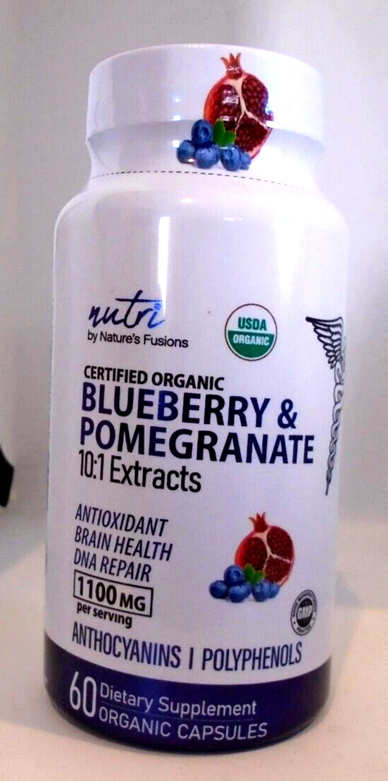 Nutri Blueberry & Pomegranate 10:1 Extracts 1100mg 60 Capsules FREE SHIPPING