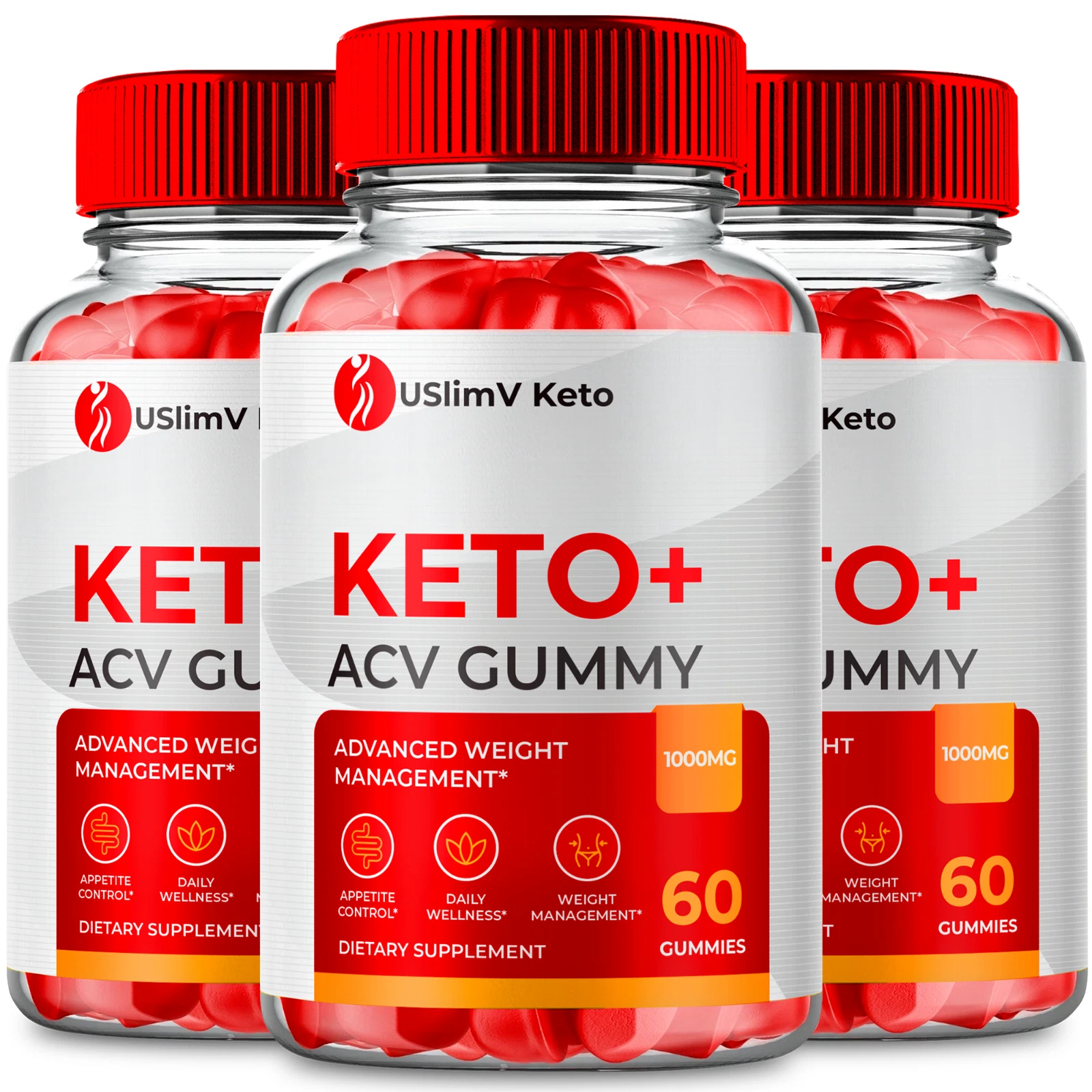 (3 Pack) UslimV Keto ACV Gummies, UslimV Weight Loss Keto Gummies (180 Gummies)