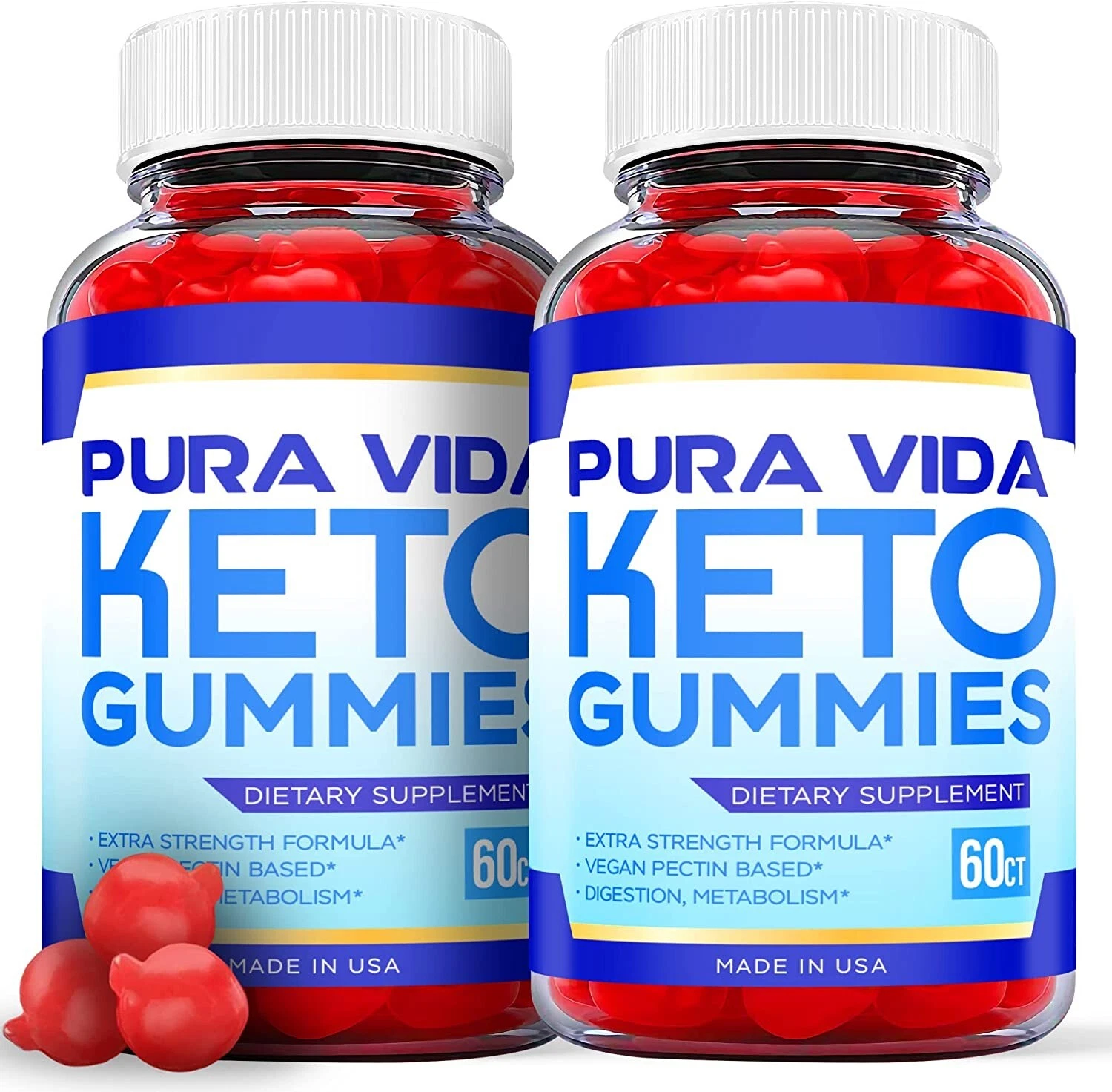 (2 Pack) Pura Vida Keto Gummies-Pura Vida Keto ACV Gummies Weight Loss-120 Gums