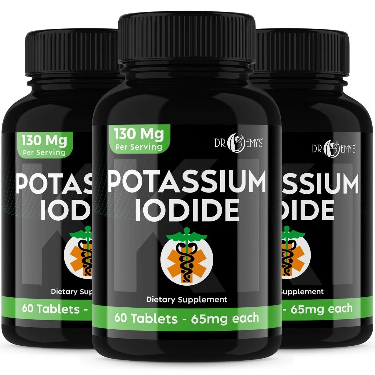 (3PK) - Potassium + Iodide Pills Tablets☆130 mg Supplement☆Survival Kit Fallout
