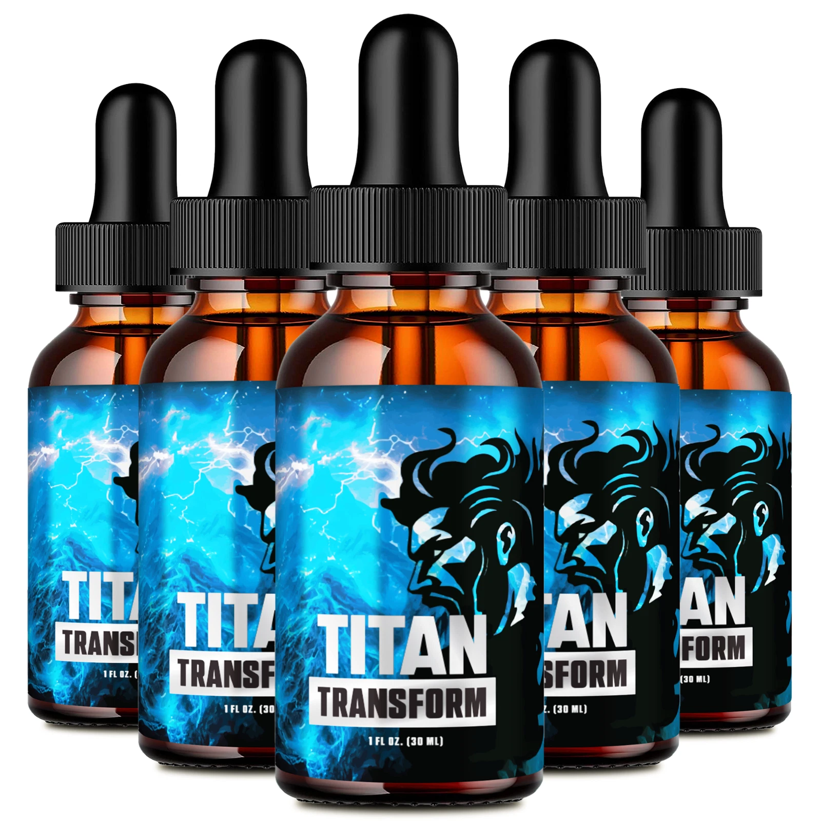 (5 Pack) Titan Transform Drops for Men, Prostate Health Supplements Liquid Drops