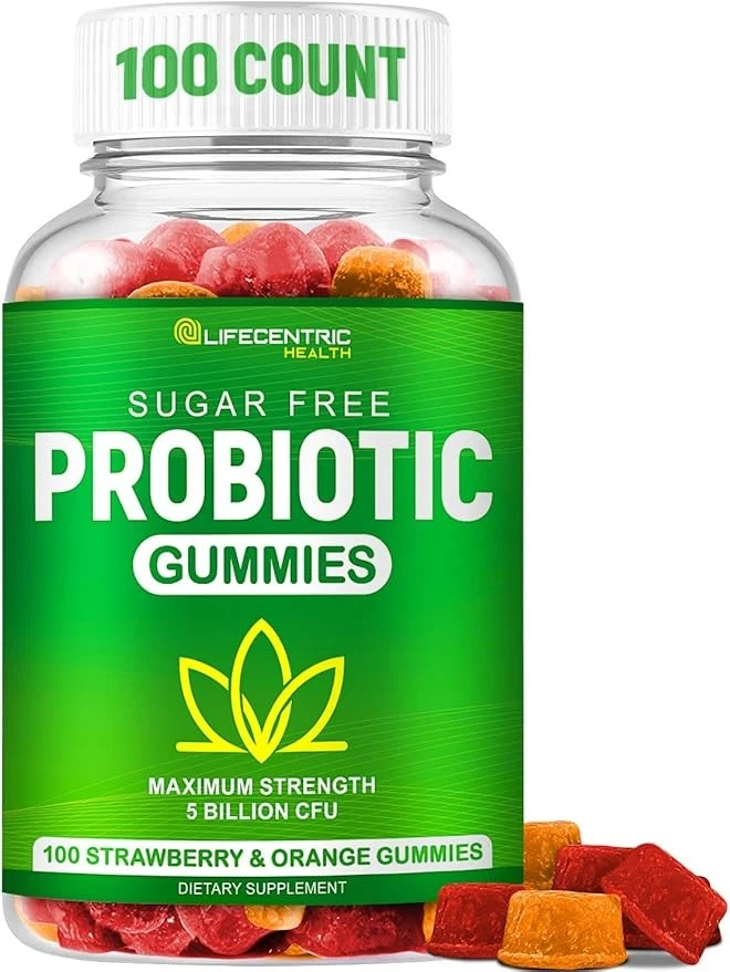Organic Sugar-Free Probiotic Gummies for Digestive Health (100 Gummies)