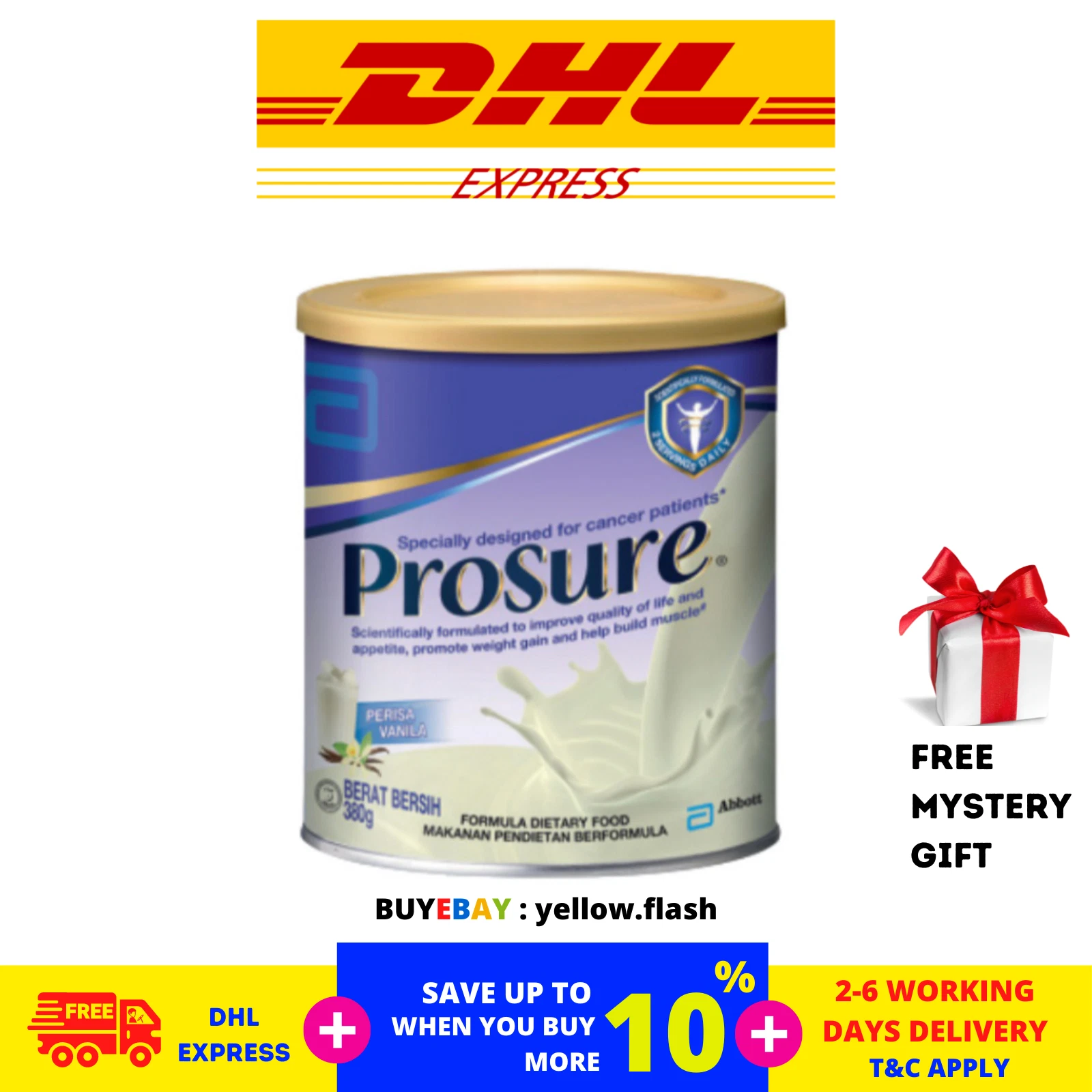 8 x Abbott Prosure Milk (High Protein, Prebiotic & EPA) 380g FREE Express Ship.