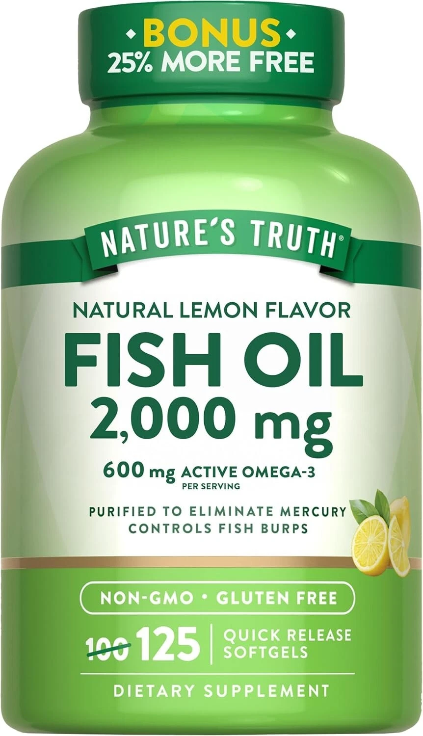 Nature's Truth Fish Oil, Lemon 125 Quick Release Softgels 840093100757VL