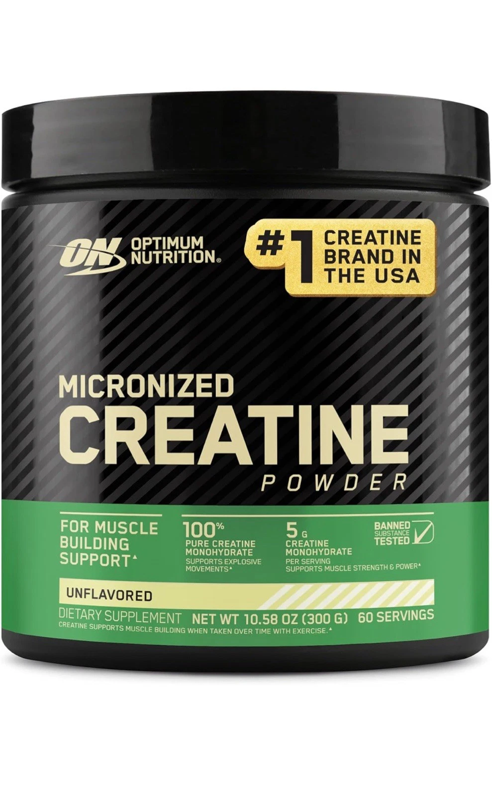 NEW Optimum Nutrition Micronized Unflavored Creatine Powder 10.58OZ 300G 60SERV