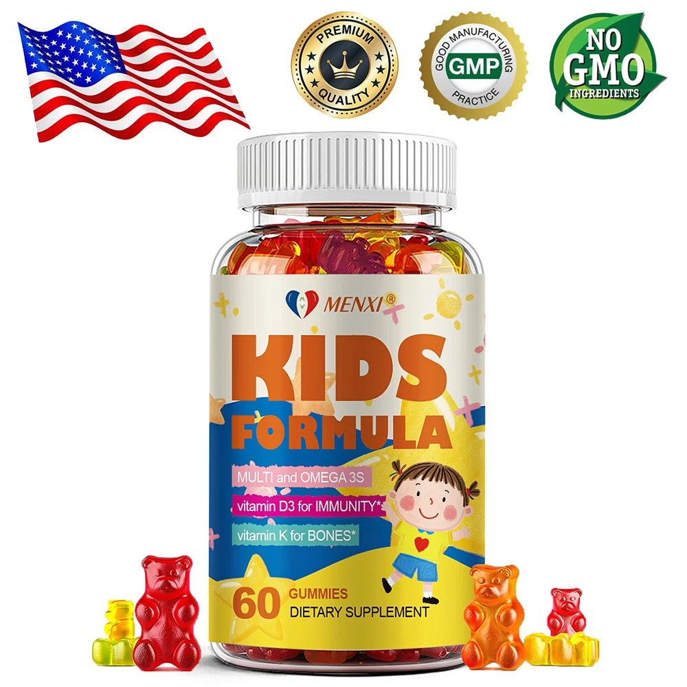 Kids Formula Gummies - Multivitamin, Omega 3 Fish Oil - Enhance Immunity, Energy