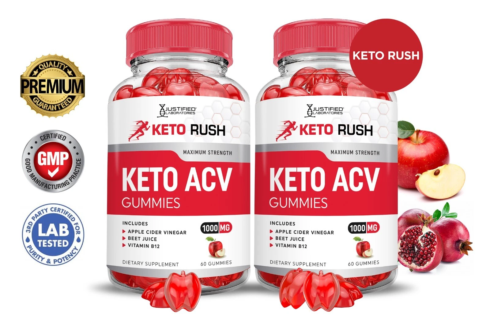 Keto Rush ACV Gummies 1000MG Apple Cider Vinegar 120 Gummys