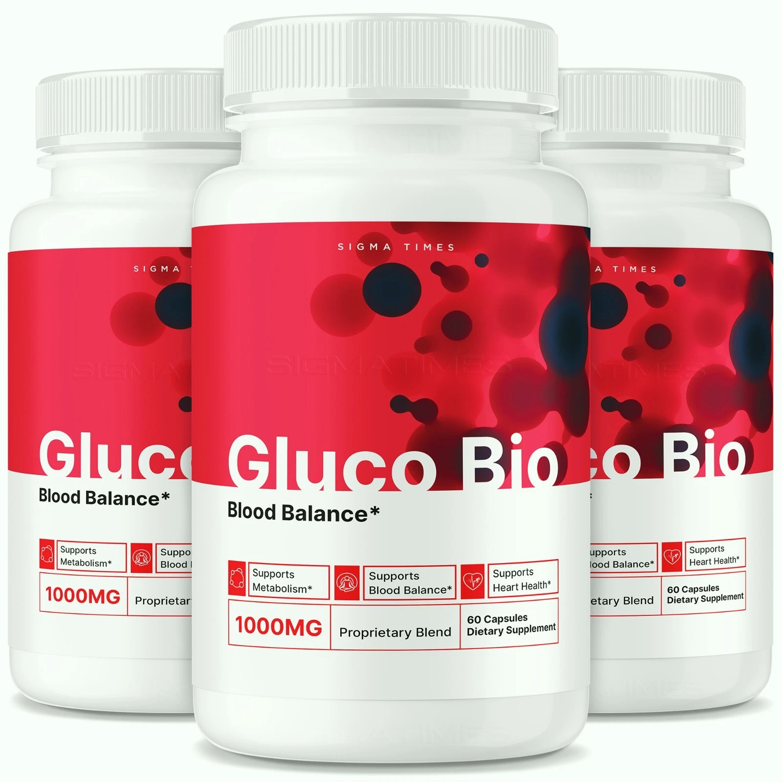(3 Pack) Gluco Bio Blood Sugar Balance Pills, GlucoBio Heart Health Capsules