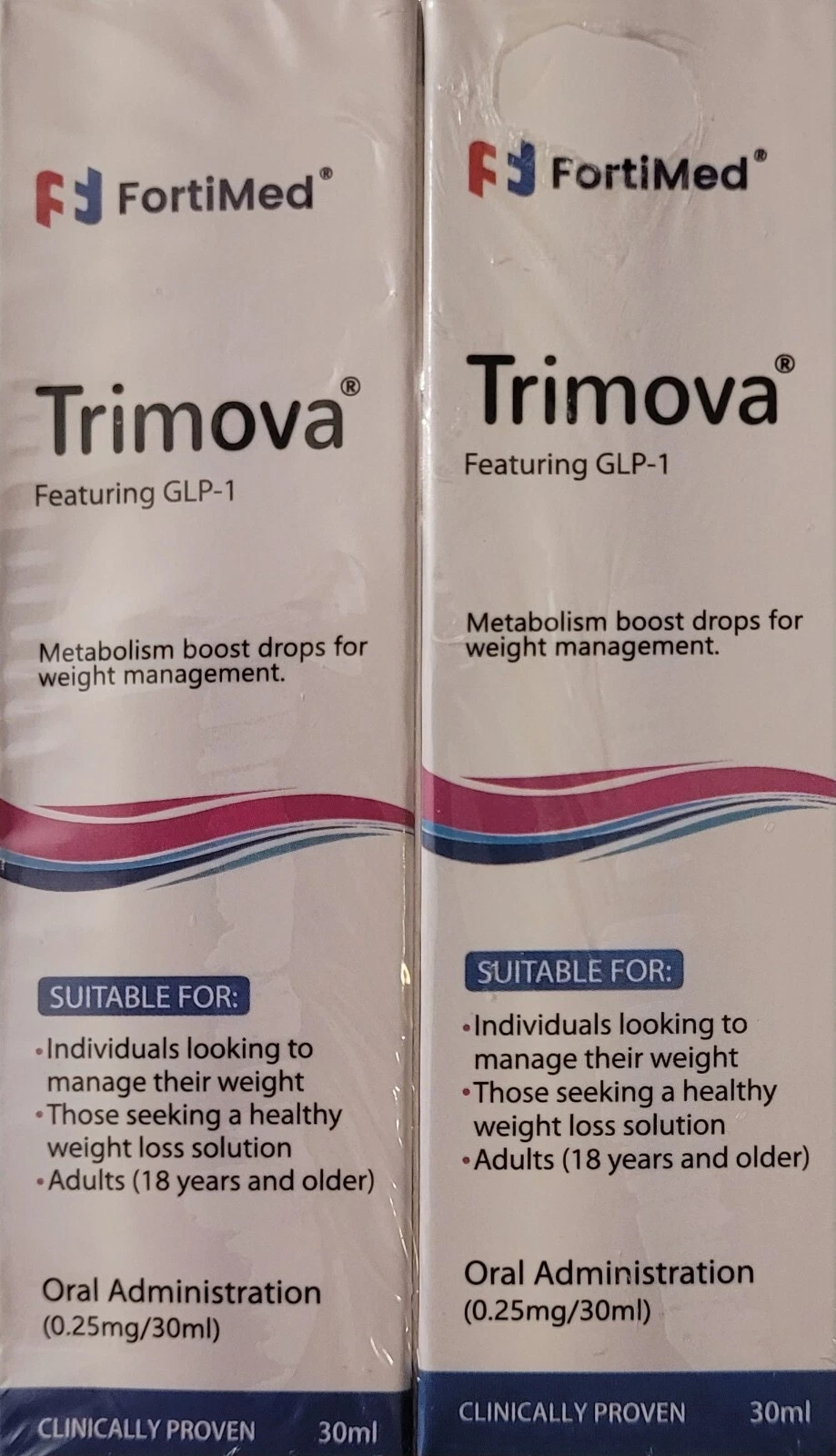 Lot of 2 Trimova GLP-1 Metabolism Boost Drops 2 x 30 ml WEIGHT LOSS & MANAGEMENT