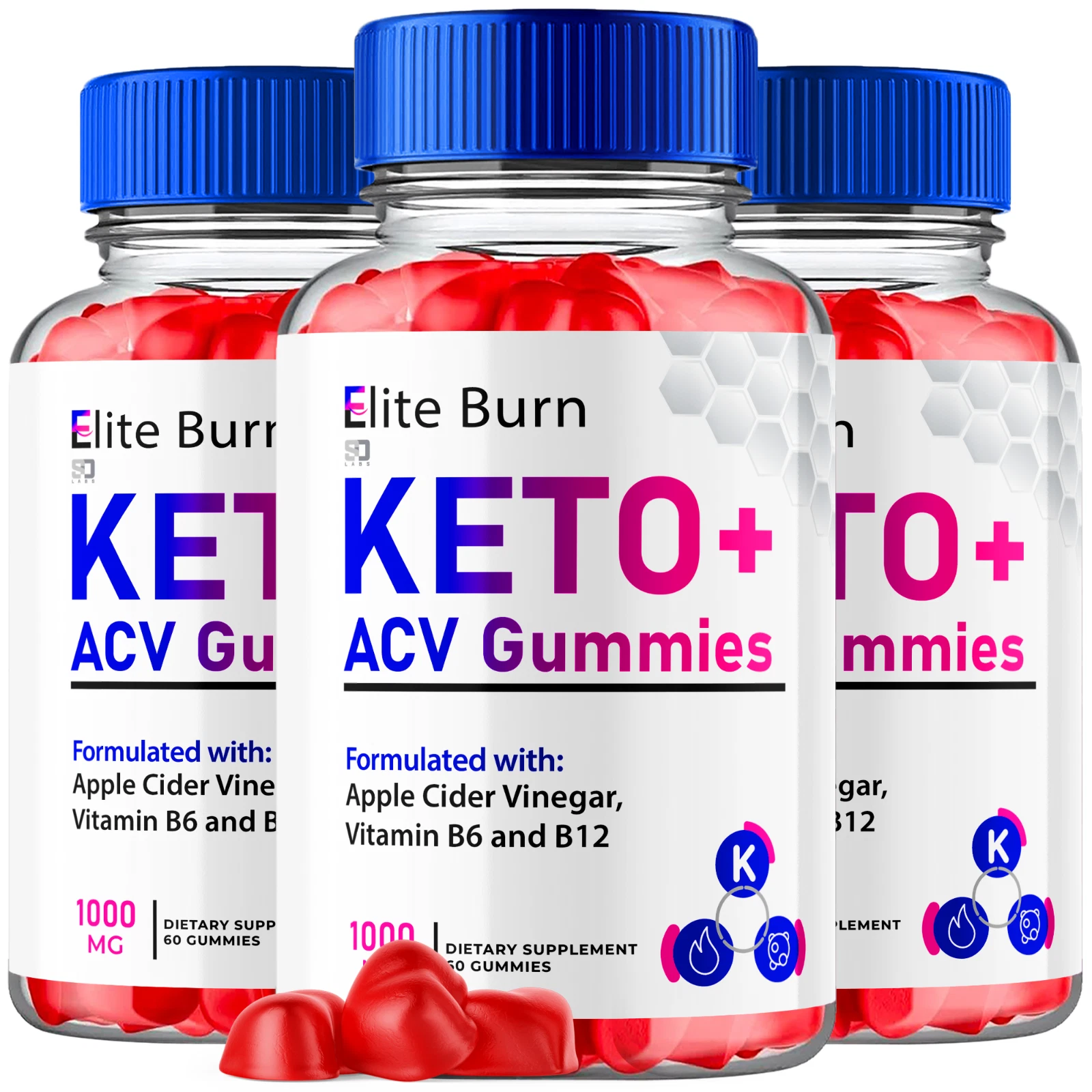 (3 Pack) Elite Burn Keto Gummies, Elite Burn ACV Keto Weight Loss (180 Gummies)