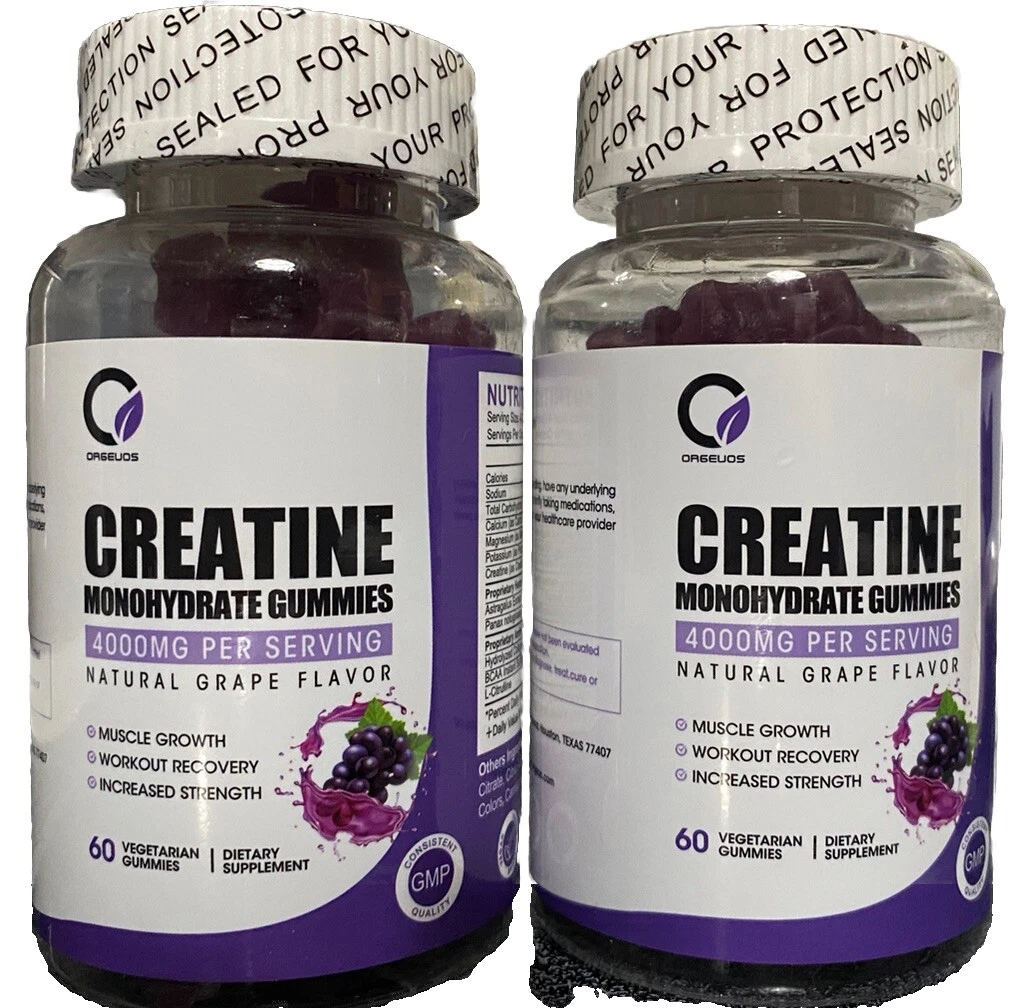 Oaseuos Creatine Monohydrate-60 Vegetarian Gummies. -Exp: 01/26 2-pack
