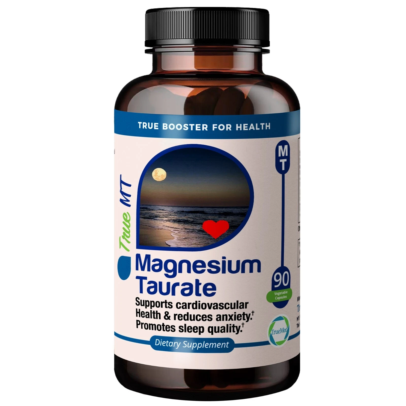 TrueMed Magnesium Taurate for Sleep and Cardiovascular Health 1500 mg 90 Capsule